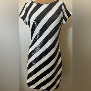 White House Black Market Diagonal Striped Sequin Dress
